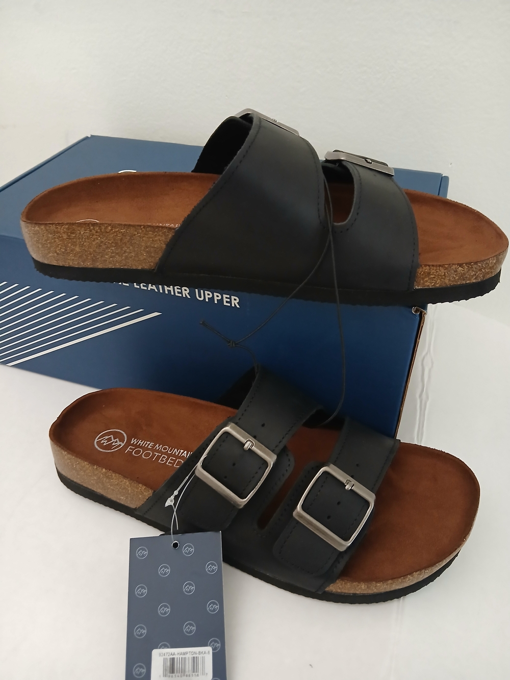 White Mountain Women's Black Double-Buckle Slide Sandals Size 8 $30 - Picture 3 of 8